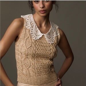 Anthropologie Lace Collar Sweater Tank